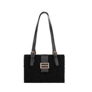 Daily Plush Buckle Shoulder Tote Bag Solid Lady Top-handle Handbag Street Clutch Popular Simple Female Daily Bag