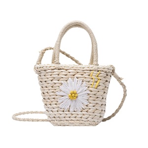 Daisy Straw Woven Handbag Women Beach Bucket Small Shoulder Messenger Bag Summer Casual Crossbody Totes