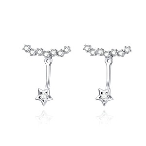 Dazzling Star Ear Jackets Silver plating Tiny Earrings for Women Jewelry Gifts for Girl