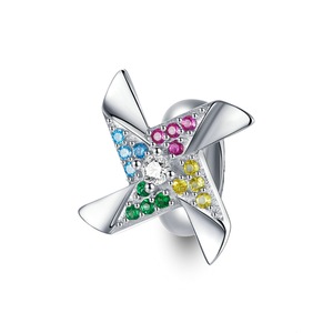 Dazzling Windmill Colorful Stopper Bead Silver plating Charm Fit for Bracelet DIY Jewelry
