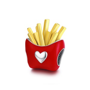 Delicious Fries Beads Silver plating Charm Fit Bracelet DIY Jewelry Make