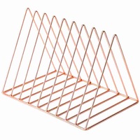 Desktop File Sorter Organizer Files Folder Stand Desktop File Organizer, Copper Wire Book Shelf Rack Magazine Holder 9 Sec