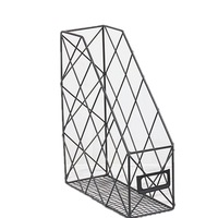 Desktop Grid File Storage Rack Bookshelf Desk Organizer Book Holder Magazine Display Shelf BLACK COLOR