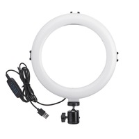 Dimmable Video Ring Light with Tripod Head Cold Shoe Mount Phone Clip for Youtube TikTok Live Streaming