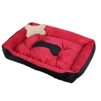 Dog Bone Pattern Big Soft Warm Kennel Pet Dog Cat Mat Blanket, Size: XXS, 45*31*15cm (Black Red)