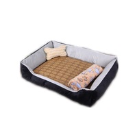 Dog Bone Pattern Big Soft Warm Kennel Pet Dog Cat Mat Blanket, with Rattan Mat & Blanket Size: XL, 90*70*15cm(Black Grey)