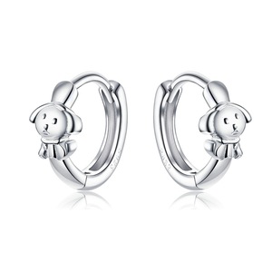 Dog Earrings Silver plating Animal Doggy Love Round Circle Shape Stud Earrings for Women Fashion Jewelry