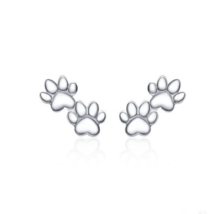 Dog Paw Stud Earrings for Women Silver plating Cat Pet Footprint Earings Jewelry