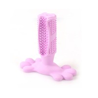 Dog Toothbrush Stick Natural Rubber Bite Resistant Chew Toys for Dogs Pets Oral Care Dental Care Brushing Stick for Large Dog-Pink