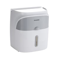 Double Drawer Tissue Box Wall Mounted Self-adhesive Tissue Holder Box Compatible with Drawer for Bathroom Kitchen-Grey