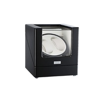Double Watch Automatic Winding Watch Box Mechanical Watch Winding Device Winding Box with LED-Black White