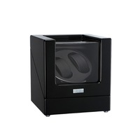 Double Watch Automatic Winding Watch Box Mechanical Watch Winding Device Winding Box with LED-Black Black