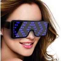 Dynamic LED Glowing Glasses Party Favor, USB Rechargeable LED Light Up Eyeglasses with Flashing Neon, 8 Patterns LED Luminous Glasses-Blue Light