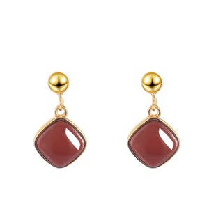 E04 Square Shape Earrings Niche Design Sense Female Ear Jewelry