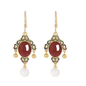 E33 Palace Museum Flower Earrings Niche Design Sense Female Ear Jewelry