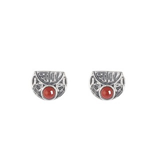 E73 Half Moon Fu Earrings Niche Studs Design Sense Women Ear Jewelry