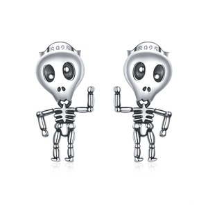 Earrings Silver plating Skull Stud Earrings for Women Girls Gift Jewelry