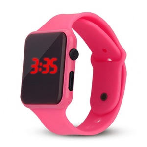 Electric LED Wristwatch Silicone Band Digital Display Watch Gifts for Boys and Girls Pink