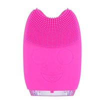 Electric Silicone Ultrasonic Vibration Massage Facial Cleaner rose Red_rose Red