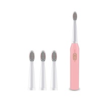 Electric Toothbrush Usb Charging Sound Wave Vibration Adult Soft Hair Toothbrush - Pink White
