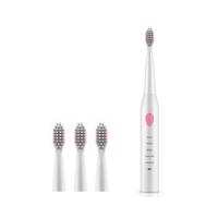 Electric Toothbrush Usb Charging Sound Wave Vibration Adult Soft Hair Toothbrush - White Pink