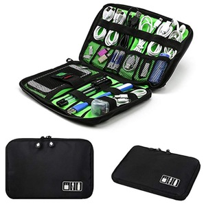 Electronics Accessories Organizer Bag,Portable Tech Gear Phone Accessories Storage Carrying Travel Case Bag (M, Black)