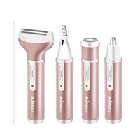 Epilator Electric Shaver Set Cordless Waterproof 4 in 1 Shaver Electric Razor Including Wet Dry Electronic Hair Removal Shaver-Gold