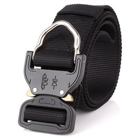 FA39 125cm Nylon Wrist Belt Punch Free Quick Release Inserting Buckle Tactical Belt Leisure Belt BLACK COLOR