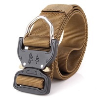 FA39 125cm Nylon Wrist Belt Punch Free Quick Release Inserting Buckle Tactical Belt Leisure Belt KHAKI COLOR