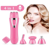 Facial Hair Removal for Women - 4 in 1 Nose Hair Trimmer, Eyebrow Trimmer, Body Shaver and Face Hair Remove Waterproof USB Rechargeable Razor