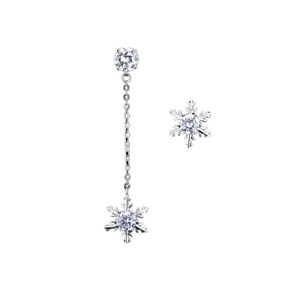 Fashion Asymmetrical Silver plating Stud Earrings with Snowflake Stud Earrings for Women Jewelry Brincos