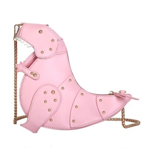 Fashion Dinosaur Design Rivets Pu Leather Girl's Chain Purse Shoulder Bag Tote Ladies Crossbody Mini Messenger Bag Flap