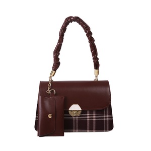 Fashion Exquisite Shopping Bag Vintage Shoulder Crossbody Bag Female PU Pleated Plaid Handbag Party Wristlets