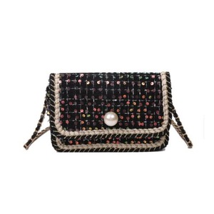 Fashion Exquisite Shopping Bag Vintage Women Shoulder Chain Bags Woolen Pearl Clasp Satchel Messenger Handbags