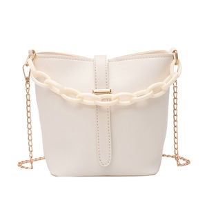 Fashion Exquisite Shopping Bag Women Chain Bucket Shoulder Bag PU Leather Lady Casual Pure Crossbody Handbag
