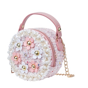 Fashion Kid Girl Princess Handbag Sequins Shoulder Bag PU Leather Round Glittering Sling Crossbody Purses Girls Coin Handbag