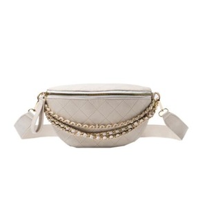 Fashion Lattice Pattern Chest Bag Women Solid Color Multi-layer Chain Fanny Belt Pouch Daily Travel Crossbody Shoulder Pack