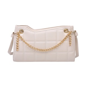 Fashion Lattice Pattern PU Crossbody Bag Women Chain Shoulder Handbags Purse Popular Simple Female Daily Bag