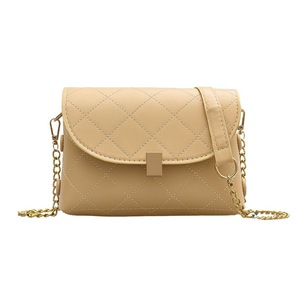 Fashion Lattice Pattern PU Leather Crossbody Bag Women Casual Shoulder Handbag Solid Color Chain Small Satchel for Ladies Girl