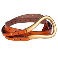 Fashion leather arc metal horseshoe buckle big U belt ladies thin belt soft wear belt ladies high quality watchband