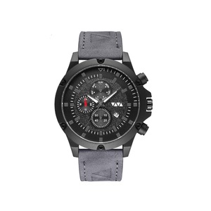 Fashion Multi-function V-belt Waterproof Calendar Quartz Watch Large Round Table Suitable for Men-Grey
