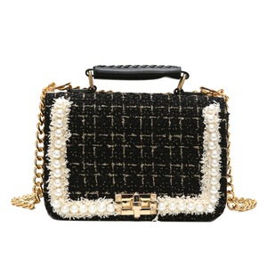 Fashion New Female Square Tote bag Quality Woolen Pearl Women's Designer Handbag Ladies Chain Shoulder Crossbody Bag Travel