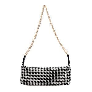 Fashion Plaid Crossbody Bag Women Retro Woolen Chain Small Shoulder Messenger Handbags Lady Street Travel Pouch
