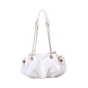 Fashion Pleated Crossbody Bag Women Solid Color Shoulder Handbag Casual Female Girls Chain Bucket Messenger Pouch