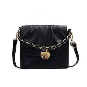 Fashion Pleated Crossbody Satchel Bag Women Chain PU Leather Bucket Shoulder Handbag Small Phone Pouch for lady
