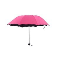 Fashion Printed Auto Foldable Sun Rain Anti-UV Umbrella - ROSE RED