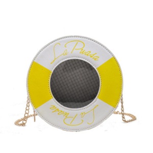 Fashion PU Swimming Circle Round Bag Chain Single Shoulder Bag Ladies Handbag Messenger Bag (Yellow)
