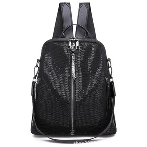 Fashion Sequined Zipper Single Shoulder Bag Ladies Handbag Messenger Bag (Black)