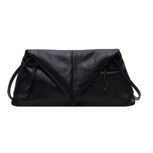 Fashion Shoulder Messenger Handbag Solid Color Women PU Leather Soft Folding Retro Envelope Clutch Bag