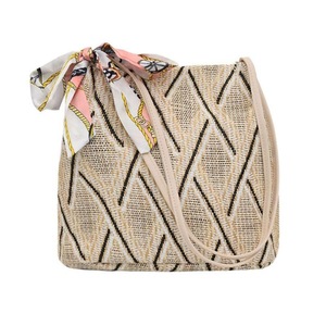 Fashion Silk Decor Shoulder Crossbody bag Handbags Straw Woven Women Top-handle Bags Casual Summer Beach Shopping Totes
